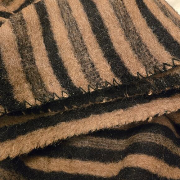 Poncho Cape Tunic One Size Black Brown Striped Super Heavy and Warm *read* - Picture 9 of 16